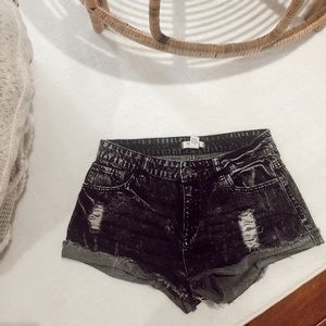 Forever 21 Distressed Black Denim Short - Size 27